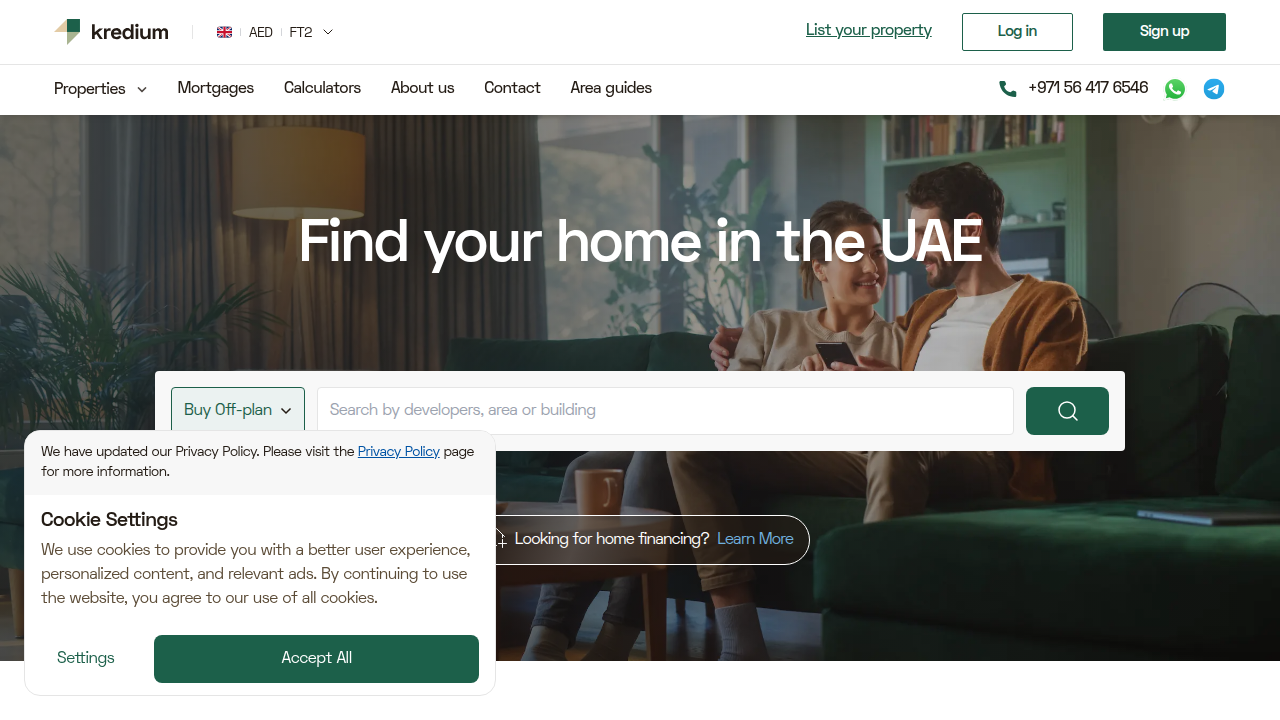 Screenshot of Kredium.ae, a real estate blog featuring insights on Sharjah's property market.